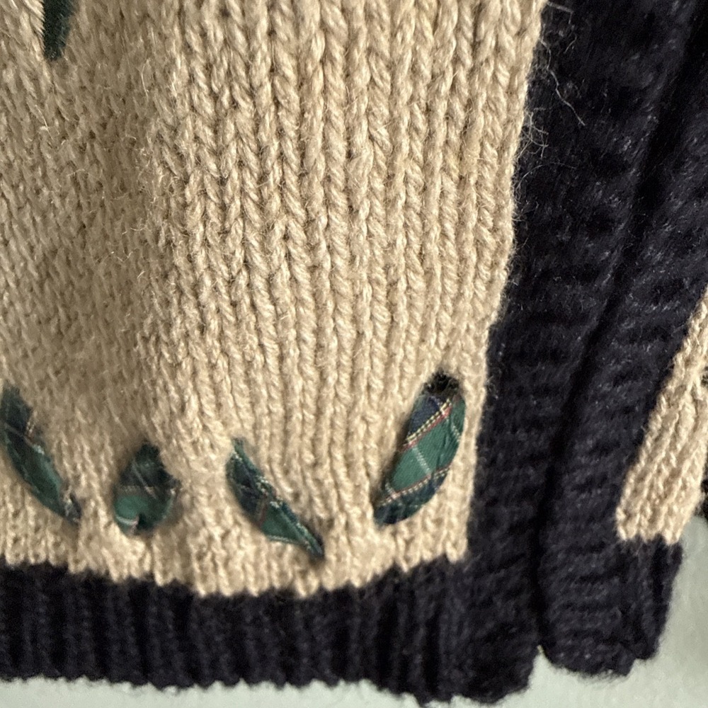 Christopher & Banks Vintage Womens Large Hand Knit Golf Themed Full Zip Cardigan - Picture 3 of 7